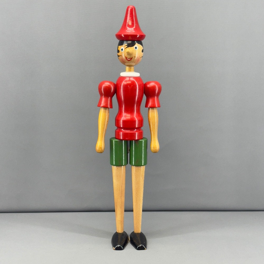 Vintage Pinocchio 22.5" Wooden Jointed Doll‎ Galetti Italy Giocattoli RARE